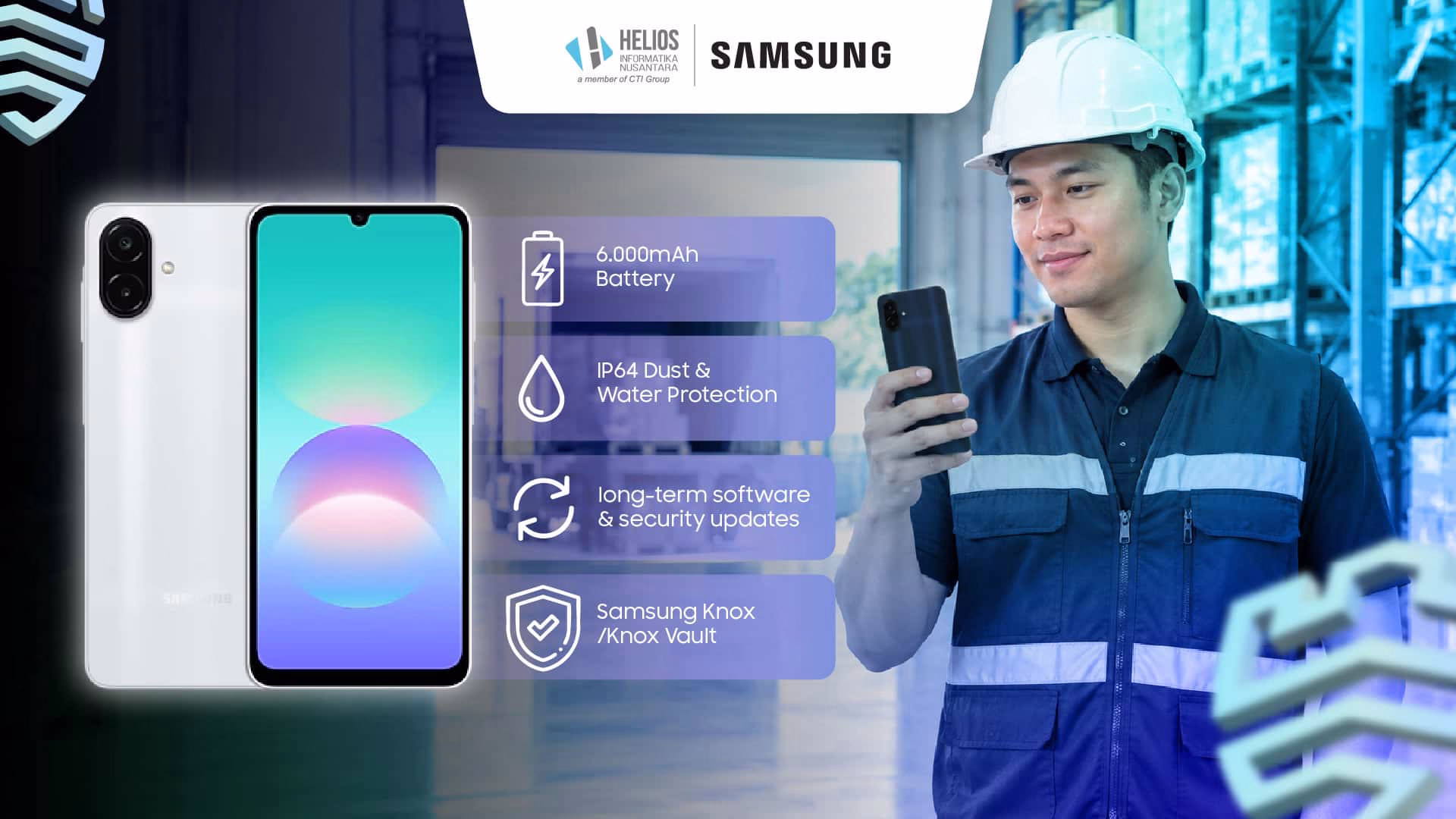 rekomendasi HP Samsung Galaxy A08 untuk Kerja Operasional Helios Informatika Distributor Samsung B2B di Indonesia